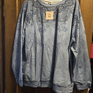 Pixie Lady Blue Paisley Blouse